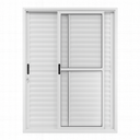 Ver imagem 1 de Porta Balcão de Aluminio Branco 3 Folhas Linha 25 com Fechadura 2,10x1,50