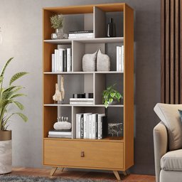 Estante para Livros Office 1 Gaveta Cinamomo/Off White - Jcm Móveis - 1