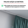 Trilho Alumínio Suíço Simples Cortina Branco Deslizante 4m - 3