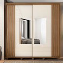 Ver imagem 3 de Roupeiro Casal 228cm Portas Correr Com Espelho Monte Carlo RV Móveis Cinamomo Ripado/Off White