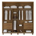 Ver imagem 2 de Roupeiro Casal 228cm Portas Correr Com Espelho Monte Carlo RV Móveis Cinamomo Ripado/Off White