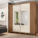 Ver imagem 4 de Roupeiro Casal 228cm Portas Correr Com Espelho Monte Carlo RV Móveis Cinamomo Ripado/Off White