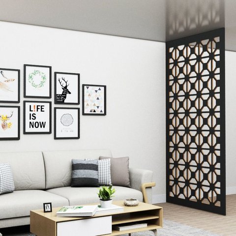 Painel Vazado Divisória Mdf Madrid Preto - 1,20x2,60m