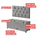 Ver imagem 5 de Cabeceira Solteiro Paris Estofada Painel com Recamier Baú 80cm para Cama Box Cinza - Arkell