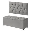 Ver imagem 2 de Cabeceira Solteiro Paris Estofada Painel com Recamier Baú 80cm para Cama Box Cinza - Arkell