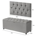 Ver mais imagens de Cabeceira Solteiro Paris Estofada Painel com Recamier Baú 80cm para Cama Box Cinza - Arkell