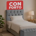 Ver imagem 4 de Cabeceira Solteiro Paris Estofada Painel com Recamier Baú 80cm para Cama Box Cinza - Arkell