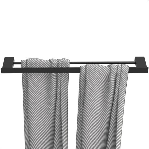Porta Toalhas de Banho Duplo Preto Dupla Fixação F.master