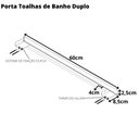 Ver imagem 6 de Porta Toalhas de Banho Duplo Preto Dupla Fixação F.master