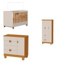 Ver imagem 2 de Quarto Apolo para Bebê Completo com Berço 2 em 1 Cômoda com Porta e Guarda-Roupas 3 Portas 100% MDF