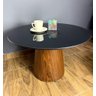 Mesa de Centro Cone Tampo 70 cm em MDF Laqueado e Base em Madeira Natural Pau Ferro - 2
