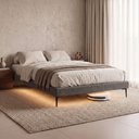 Ver imagem 2 de Cama Base Box Casal Unique 138x188 Sommier Moderno Pés de Ferro Bouclê Cinza - Abmaza