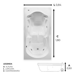 Banheira Retangular Gardenia com Hidro - 127v - 3