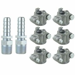 Abraçadeira 1/2" para Mangueira de Alta Pressão Lava Auto + Espigão 1/2" com Canal - Kit 8 unid - 1