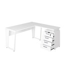 Ver imagem 4 de Mesa L 150cm Pé Metal Gaveteiro 4 Gavetas e Chave F5 Office Cor:branco