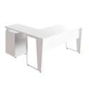 Ver imagem 5 de Mesa L 150cm Pé Metal Gaveteiro 4 Gavetas e Chave F5 Office Cor:branco