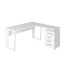 Ver imagem 3 de Mesa L 150cm Pé Metal Gaveteiro 4 Gavetas e Chave F5 Office Cor:branco
