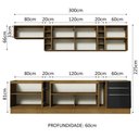 Ver imagem 4 de Armário de Cozinha Completa 300cm Rustic/Preto Lux da Sabrina Madesa