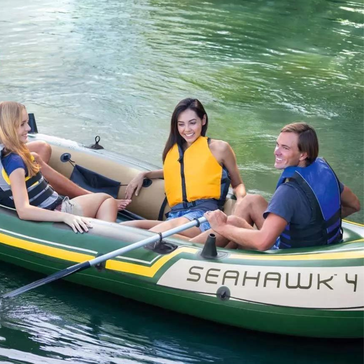 Bote Seahawk 300 Intex Pvc Super Forte + Remo Aluminio 2,95m 360kg:verde - 3