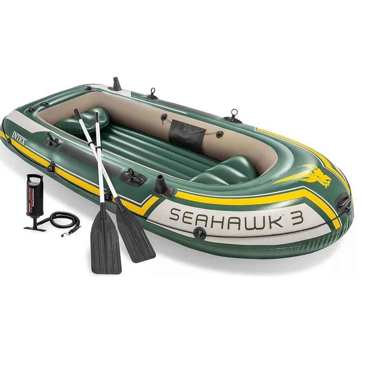 Bote Seahawk 300 Intex Pvc Super Forte + Remo Aluminio 2,95m 360kg:verde