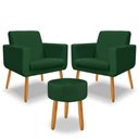Ver imagem 2 de Kit 2 Poltrona Anita +puff Redondo Pés Palito Decorativo-me Ecommerce:verde