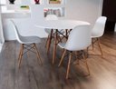 Ver imagem 3 de Mesa de Jantar Eiffel com 4 Cadeiras, MDF, Branco, 80cm, Design Moderno, Pés em Madeira