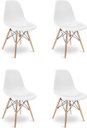 Ver imagem 6 de Mesa de Jantar Eiffel com 4 Cadeiras, MDF, Branco, 80cm, Design Moderno, Pés em Madeira