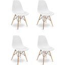 Ver imagem 6 de Mesa de Jantar Eiffel com 4 Cadeiras, MDF, Branco, 80cm, Design Moderno, Pés em Madeira