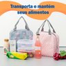 Bolsa Marmita Térmica Estampada para Trabalho e Faculdade:listrado Rosa - 6