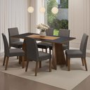 Ver imagem 1 de Conjunto Sala de Jantar Mesa Tampo de Madeira 6 Cadeiras Rustic/preto/silver Simone Madesa