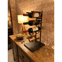 Ver imagem 5 de Adega Suporte de Bebidas Mesa Porta 4 Garrafas em Aço e Couro Decorativa Preta