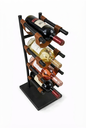Ver imagem 3 de Adega de Mesa Suporte Para 4 Garrafas Vinho Aço e Couro 58cm