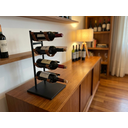 Ver imagem 6 de Adega Suporte de Bebidas Mesa Porta 4 Garrafas em Aço e Couro Decorativa Preta