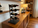 Ver imagem 6 de Adega de Mesa Suporte Para 4 Garrafas Vinho Aço e Couro 58cm