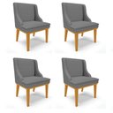 Ver imagem 1 de Kit 4 Cadeiras Estofadas para Sala de Jantar Base Fixa de Madeira Castanho Lia Veludo Grafite - Ibiz