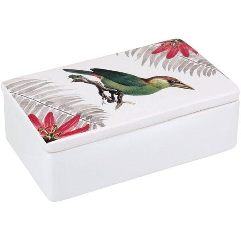 Caixa Decorativa em Cerâmica Branco Retangular