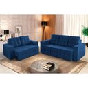 Ver imagem 1 de Sofá Veneza 5 Lugares, Conjunto 3e2 - Retrátil - de Casa Décor e Estofados Azul