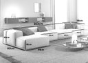 Ver imagem 2 de Sofá 6 lugares, 3,63m x 1,65m Revestimento em Linho Sintético - LUD001:bege