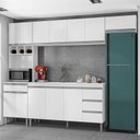 Ver imagem 1 de Cozinha com Balcão e Tampo 160 Cm Ambiente Andréia Branco Brilho - Ajl