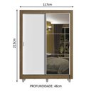 Ver imagem 3 de Guarda-Roupa Solteiro Madesa Dallas Plus 2 Portas de Correr com Espelho 4 Gavetas com Pés Rustic/Bra