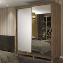 Ver imagem 1 de Guarda-Roupa Solteiro Madesa Dallas Plus 2 Portas de Correr com Espelho 4 Gavetas com Pés Rustic/Bra