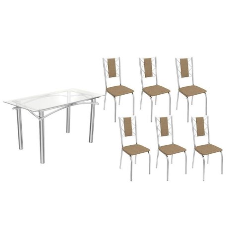 Mesa Cozinha Elba 150 + 6 Cad Lisboa Cromado Kappesberg