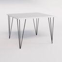 Ver imagem 2 de Conjunto de Mesa Eames Clips de Ferro Preto Tampo Quadrado Branco 90x90 4 Cadeiras Ferro Preta Assen
