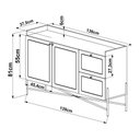 Ver imagem 4 de Balcão Buffet 2 Portas 2 Gavetas 139cm Palhinha Pé Metal Oslo Artesano | Nero/dourado