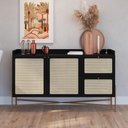 Ver imagem 3 de Balcão Buffet 2 Portas 2 Gavetas 139cm Palhinha Pé Metal Oslo Artesano | Nero/dourado
