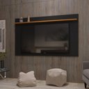 Ver imagem 2 de Painel para Tv até 70 Polegadas Astúrias 180 Cm com Prateleira Decorativa - Preto e Cedro