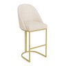 Banqueta Alta Bela Suede Bege Base Metálica Industrial Dourado - Pallazio - 1