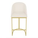 Ver imagem 3 de Banqueta Alta Bela Suede Bege Base Metálica Industrial Dourado - Pallazio