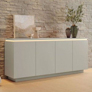 Balcão Buffet Lux 4 Portas 1 Prateleira com Led 100% Mdf Off White - Mavaular