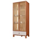 Ver imagem 2 de Cristaleira 2 Portas Reflecta com LED e 1 Gaveta Lumy Marrom/Freijo/Off White Mr